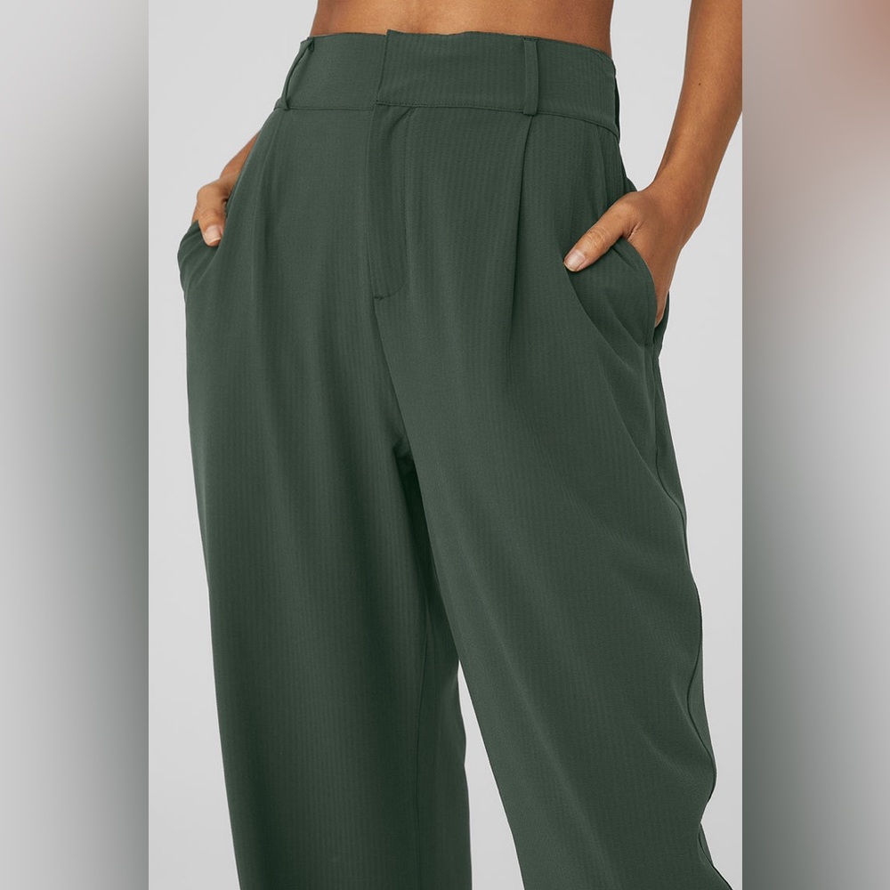 ALO Yoga Forest Green High-Waist Wide Leg Trousers